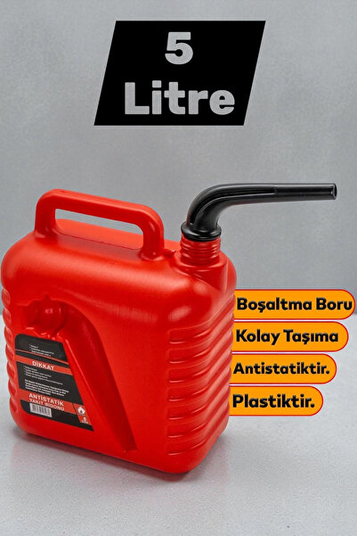 MH MiniHediye Boşaltma Borulu Plastik Antistatik Benzin Bidonu 5 Litre Akaryakıt Mazot Taşıma Doldurma Depolama