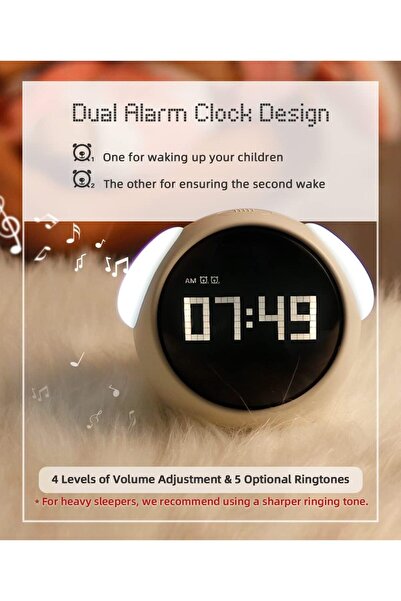 Generic Kids Alarm Clock, Dual Alarm Setting, Adjustable Brightness Night Light, Voice-Activated,Temperature