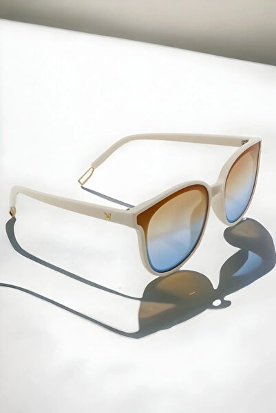 BirYıldızOl White Framed Y2K Large Frame Retro Women's Sunglasses