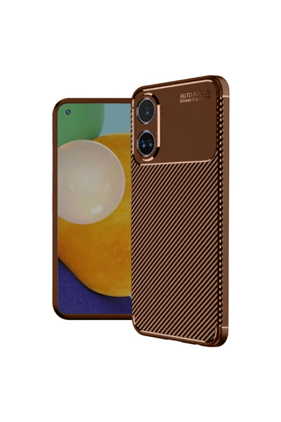 eco port Oppo A38 Case Auto Focus Carbon Cover - Brown