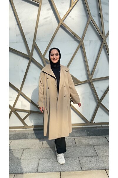 Thebomb Berre Lined Collar Detailed Long Buttoned Trench Coat with Detachable Belt