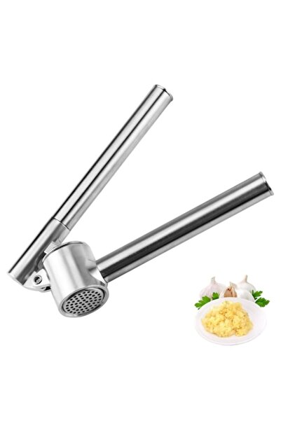Bztzhm Garlic press, Bztzhm, stainless steel, 18 cm, with detachable container, ergonomic handle