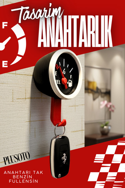 PlusOto حامل مفاتيح منزلي بتصميم خاص مع مؤشر للوقود، حلقة مفاتيح للسيارة، حلق...