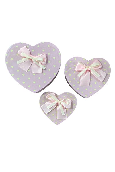 GÜZELYÜZ AVM Kalp Kutu Boş Hediye Kutusu 3'lü Set Küçük Orta Büyük Model 10