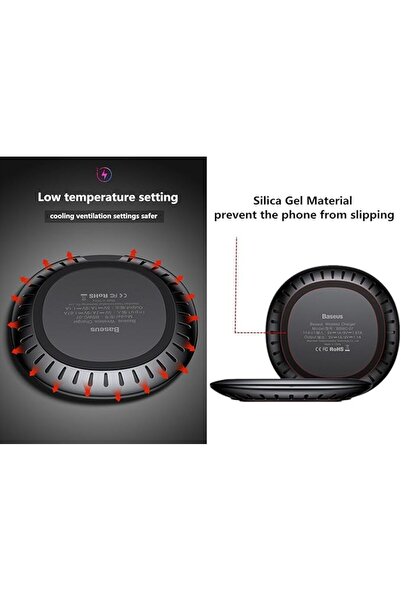 Baseus UFO Slim Fast Wireless Charger | Qi Desktop Charger | Safe Charging with Ventilation, Compatible with Apple, Android, and Smartwatches