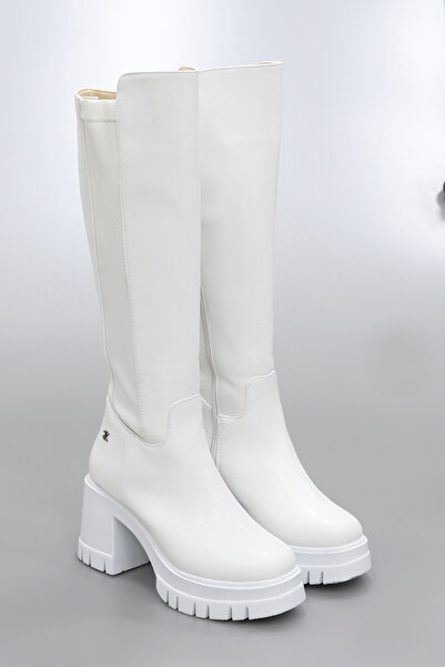 kajal ayakkabı Bt900 Stretch Fabric Back Knee-High Boots
