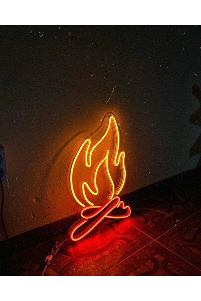 Magnetfoto Fire Neon Tabela | Kamp Ateşi Temalı LED Dekor Işık