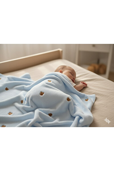 ZEYNUKO Bear Embroidered Welsoft 90*100 cm Baby Blanket