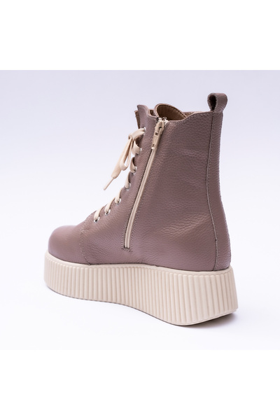 VAGAM Powder Pink Boots Made of Genuine Leather with Platform Sole