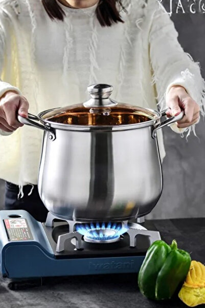 Muchmy Stainless Steel Soup Pot with Lid Large Capacity Kitchenware with Double Handles - 22cm