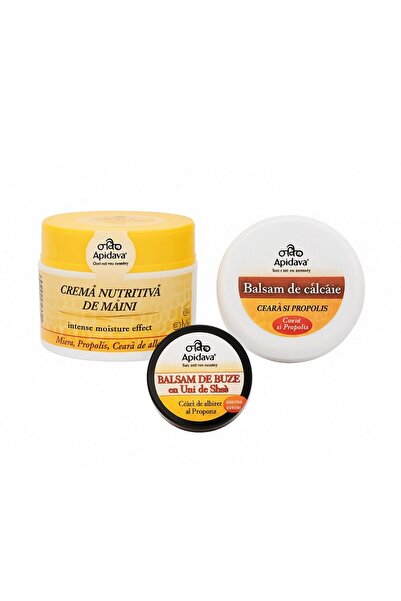 Apidava Cosmetic Line Apidava Natural Care Set with Honey & Propolis - Hands, Lips, Heels