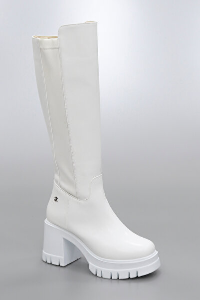 kajal ayakkabı Bt900 Stretch Fabric Back Knee-High Boots