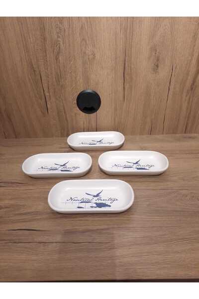 Keramika Boat Plate 4 Pieces 16X8 cm Patterned Matte