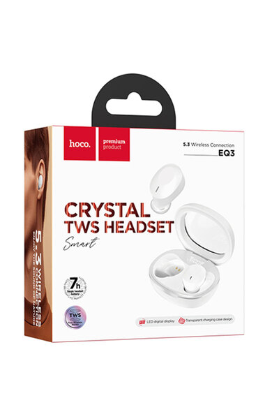 hoco. Hoco (EQ3) - Casti Wireless, Ear Buds, BT 5.3, 150h StandBy, 150mAh, Smart True, Milky White