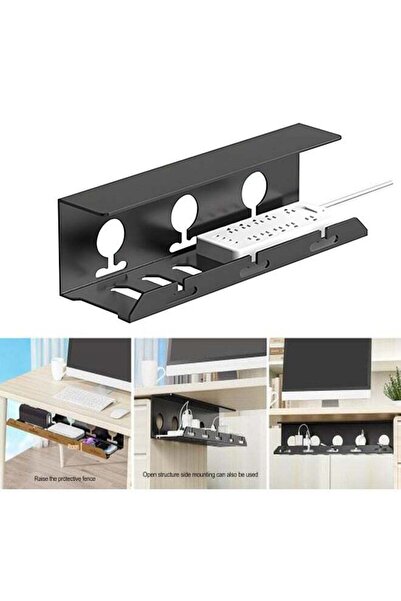 Generic صينية معدنية لتنظيم الكابلات أسفل الطاولة - رف تخزين بدون حفر للمكتب