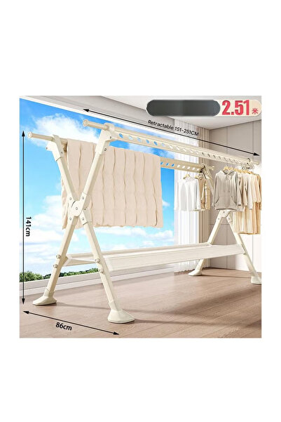 KEKE Clothstand 2.51 Meter Telescopic Single Pole White Drying Net