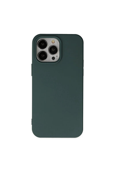 eco port حافظة آيفون 14 برو نانو إينسي كا مخمل سيليكون - أخضر داكن مع حماية ل...