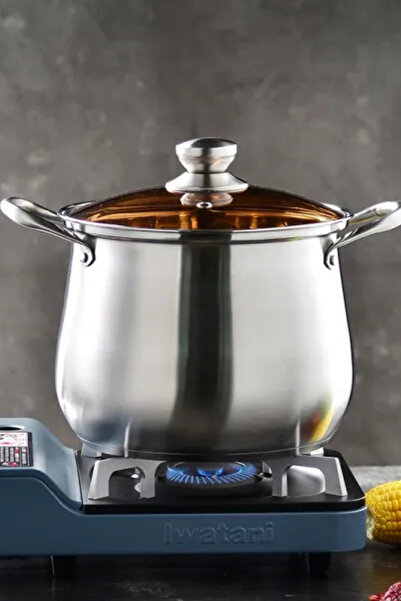 Muchmy Stainless Steel Soup Pot with Lid Large Capacity Kitchenware with Double Handles - 22cm