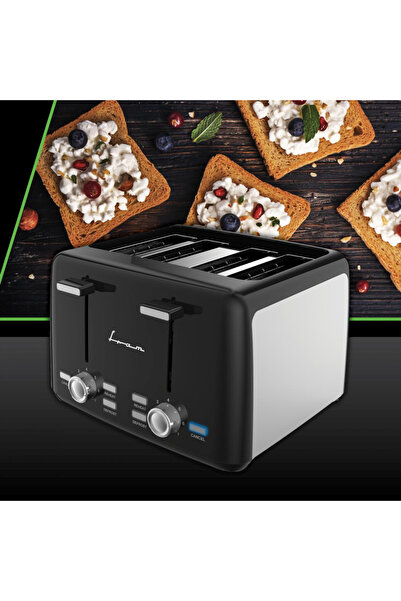 FRAM FTP-1574SSBK TOASTER, 1600 W, 4 SLICES, 7 BROWNING LEVELS BLACK/STAINLESS STEEL