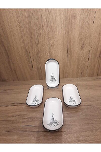 Keramika Boat Plate 4 Pieces 16X8 cm Patterned Matte