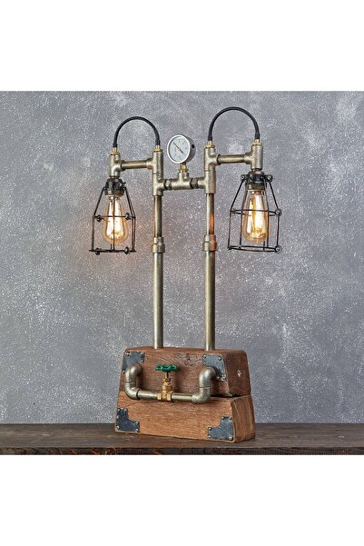 GOLDEN PIGS GoldenPigs, Cutie de lemn cu două lămpi