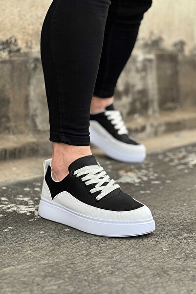 Wagoon Wg162 White Black Orthopedic Sole Men's Casual Shoes