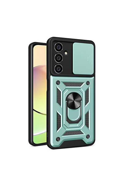 eco port حافظة سامسونج جالاكسي A15 4G من السيليكون مع حلقة عدسة بارس - أخضر