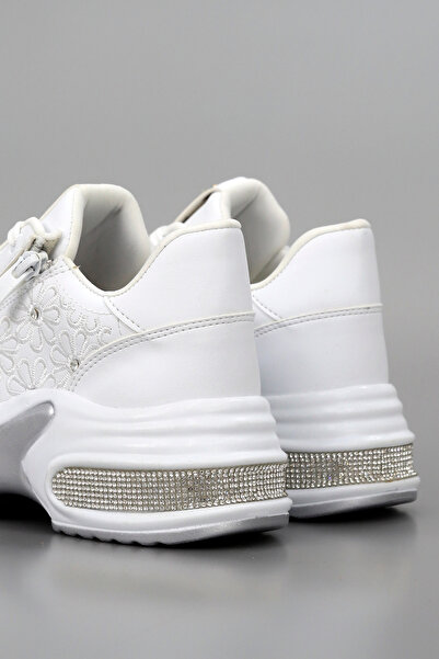 kajal ayakkabı Mdln 492 Floral Motif Stone Detailed Side Zipper Sneakers