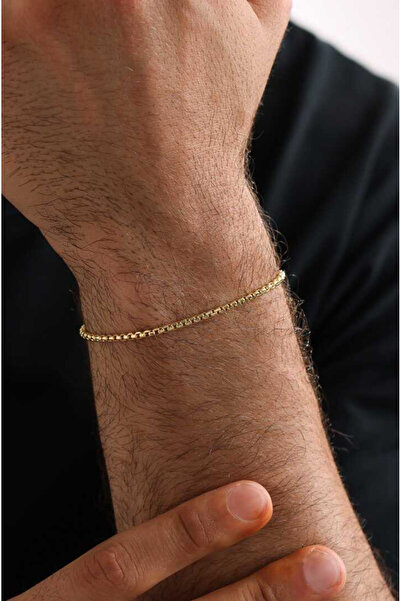 Ricco Jewellery 14 K Gold Kaplama 925 Ayar Gümüş Old Money Köşeli Dodge Bileklik