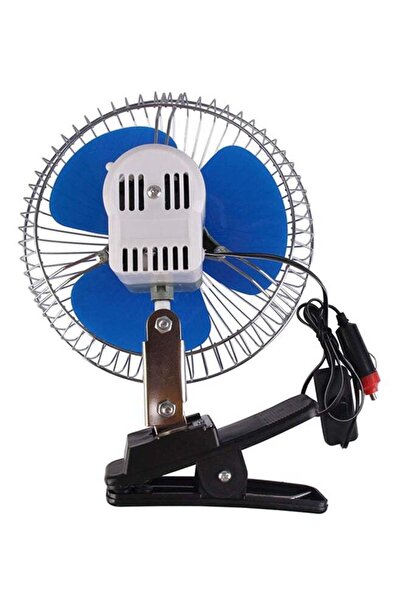 Generic Portable Fan With Car Charger Silver/Blue/Black