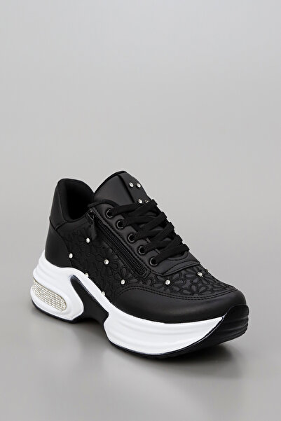 kajal ayakkabı Mdln 492 Floral Motif Stone Detailed Side Zipper Sneakers