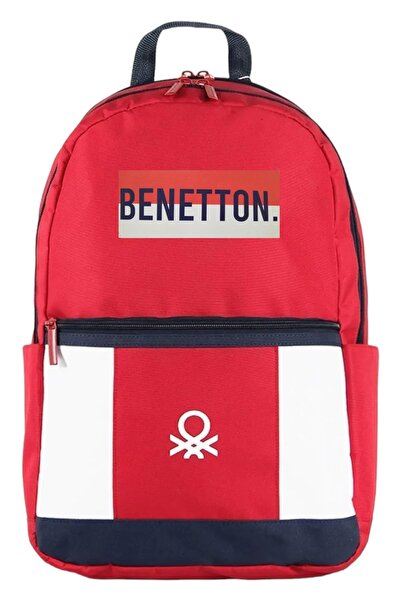 Benetton Bennetton Unisex Çift Bölmeli Sırt Çantası 0428775 Kırmızı