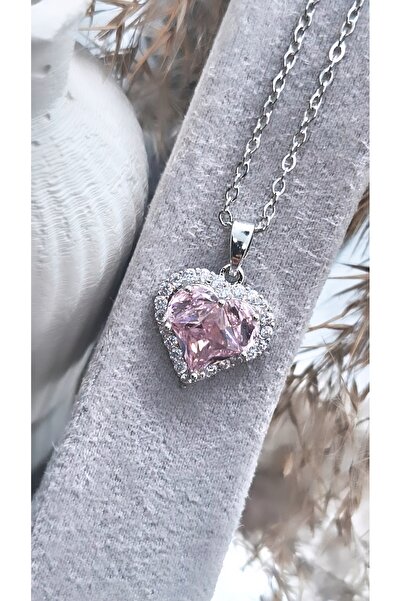 Serenity قلادة من الفولاذ على شكل قلب مرصعة بحجر الزركون
