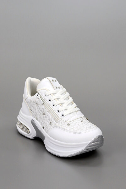 kajal ayakkabı Mdln 492 Floral Motif Stone Detailed Side Zipper Sneakers