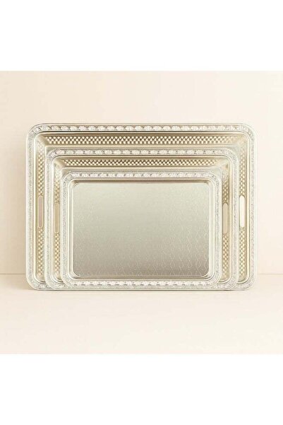 Dania ✨ Heavy-duty, durable silver metal tray set – 3 pieces with a luxurious design ✨