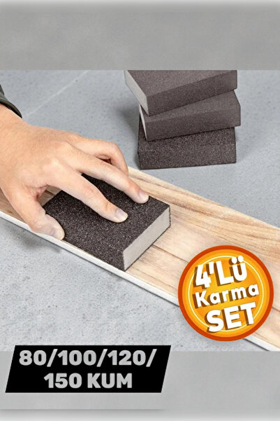 MH MiniHediye (Set of 4) Wedge Sponge Sandpaper 80-100-120-150 Grit Mixed Package Cubic Hand Sandpaper Wet Dry