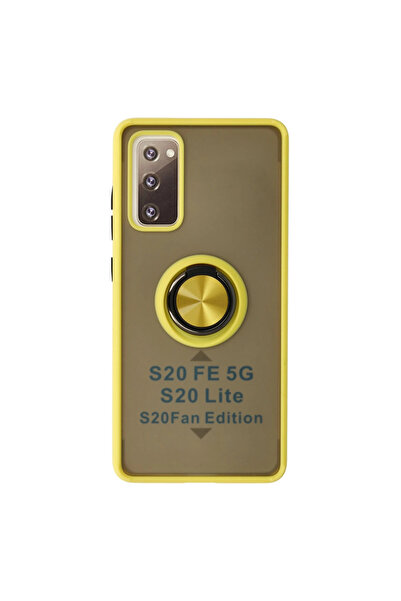 Marsilyan غطاء سيليكون مونتريال لجهاز سامسونج جالاكسي S20 Fe مع حلقة - أصفر