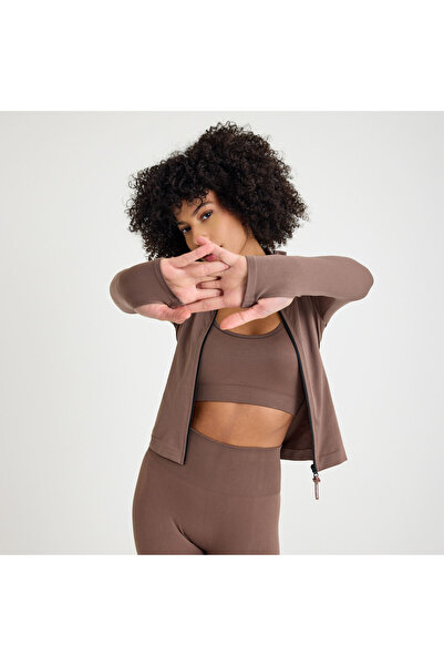 Tria Body Безшевна спортна яке с цип и пръстени за пръстите