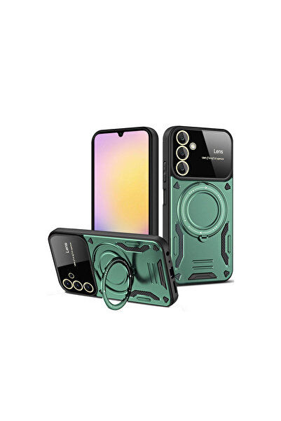 eco port غطاء حماية لعدسة سامسونج جالاكسي S25 مع حامل - أخضر داكن