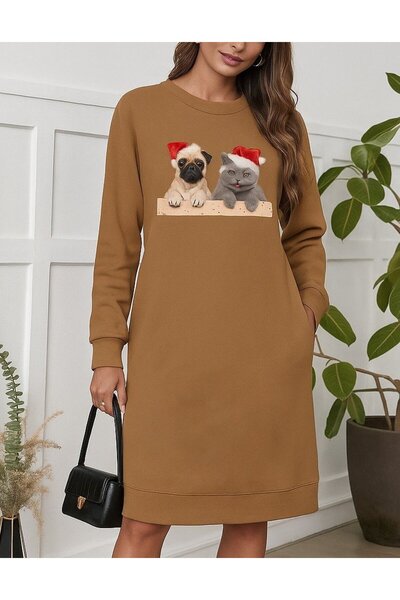 JANES Women's Long Sleeve Crew Neck Print Viscose Two Thread Blouse