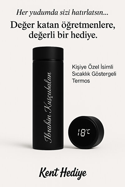 Bymiel Kişiye Özel İsim Yazılı Dijital Sıcaklık Göstergeli Termos – 500 ml