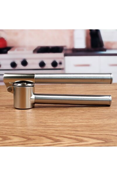 Bztzhm Garlic press, Bztzhm, stainless steel, 18 cm, with detachable container, ergonomic handle