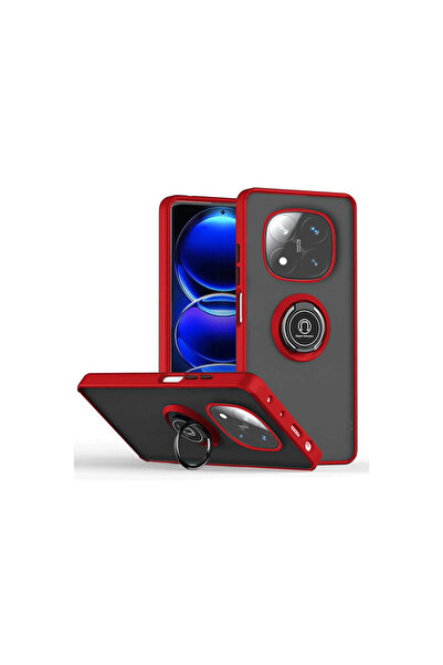 Marsilyan غطاء حماية سيليكون لهاتف ريدمي نوت 14 برو بلس مع حلقة مونتريال - أحمر