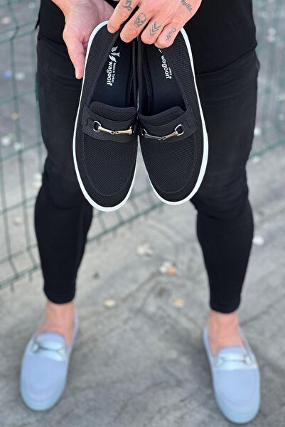 Wagoon Wg060 Black Knitwear Ballerina Men's Casual Shoes