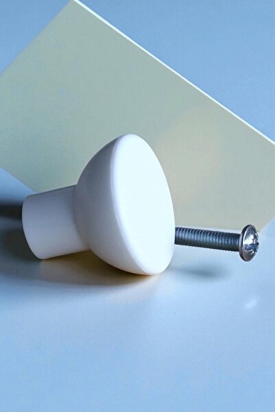 MH MiniHediye Çayıralan Plastic Button Furniture Kitchen Drawer Cabinet Cupboard Handle Knob Handles White Single Screw