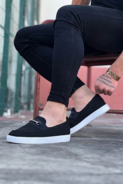 Wagoon Wg060 Black Knitwear Ballerina Men's Casual Shoes