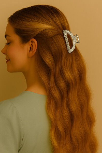 cityvision 7 cm Silver Metal Hair Clip – Elegant and Classic Patterned Barrette