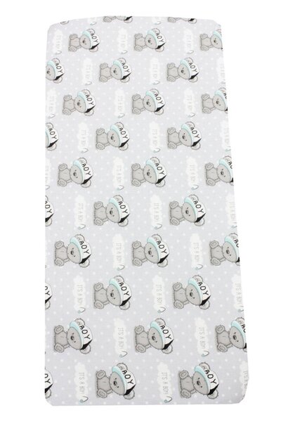 PRICHINDEL cot fitted sheet, Boy, gray, 120 x 60 cm