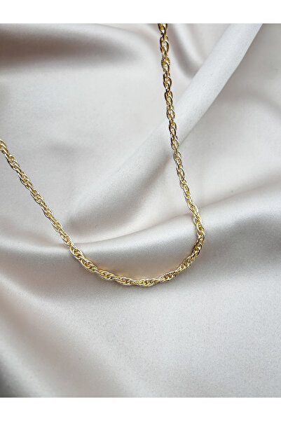 FIORA AKSESUAR Steel Twist Chain Necklace Women Gold Color Elegant Minimal