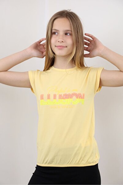 Toontoy Tricou cu mânecă scurtă pentru fete cu imprimeu guler rotund